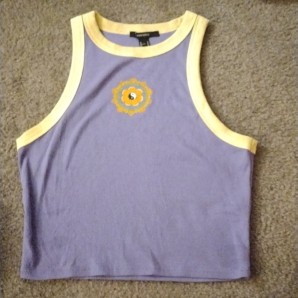 Purple Peace Sign Cropped Shirt